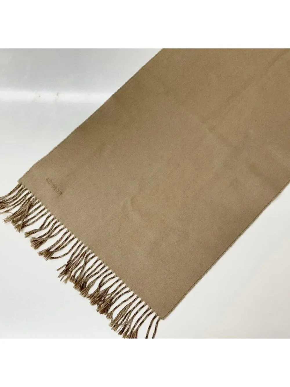 Hermes Recto Verso Cashmere Scarf Shawl Logo Brown Beige